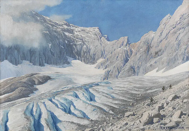 Auf dem Höllentalgletscher  | © Public Domain – Rudolf Reschreiter (†1939)